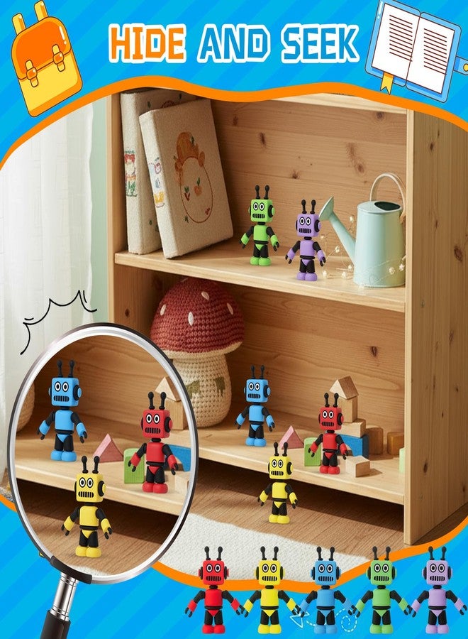 Vertintong 50 Pcs Colorful Mini Robot Figure Toy Tiny Robot Figurine Statue for Kid for Bot Party Favor Christmas Stockings Filler Gift Cake Toppers Miniature Fairy Garden Decor to Hide and Seek - Image 5